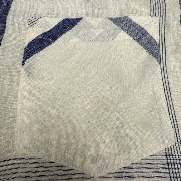 Women's JOHN MARK 100% Linen Plaid Bell Sleeve Tunic Shell Buttons- Size Large - Picture 6 of 7